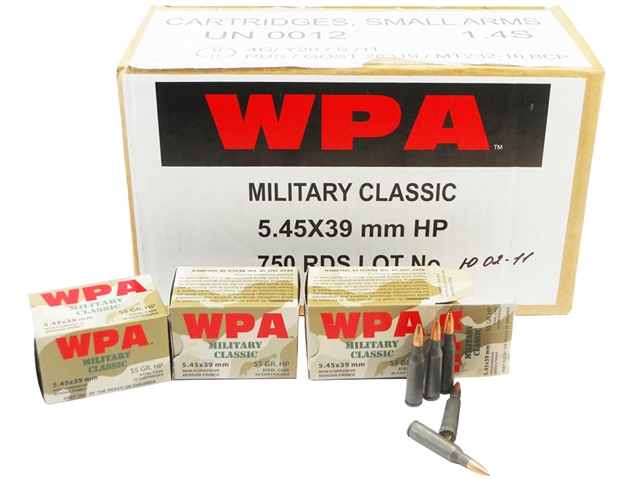 Picture of Wolf Mc545bhp Military Classic Rifle 5.45X39mm 55 GR Hollow Point Boat Tail 30 Bx/ 25 CS 750 Total (Case)
