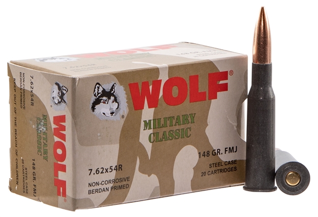 Picture of Wolf Mc76254r148 Military  7.62X54mmr 148 GR Full Metal Jacket (Fmj) 500 Bx/