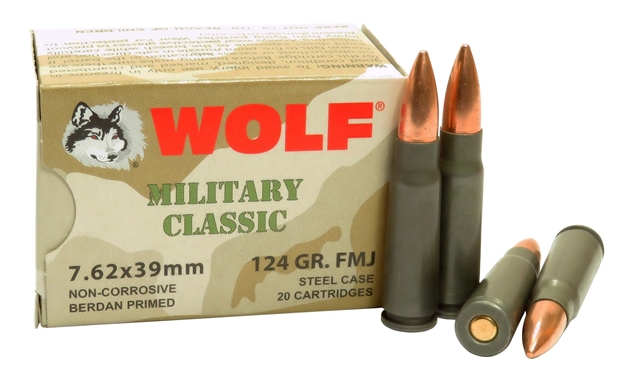 Picture of Wolf Mc762bfmj Military Classic 7.62X39mm 124 GR Full Metal Jacket 20 Bx/ 50 CS 1000 Total