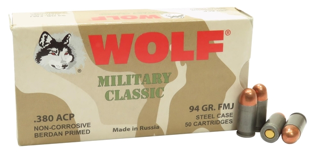Picture of Wolf Mc917fmj Military Classic Pistol 380 Automatic Colt Pistol (Acp) 94 GR Full Metal Jacket 50 Bx/ 20 CS 1000 Total (Case)