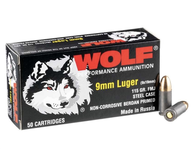 Picture of Wolf Performance Ammo Gold 9Mm 124Gr Fmj 50/Bx Brass G919FMJ 645611309939