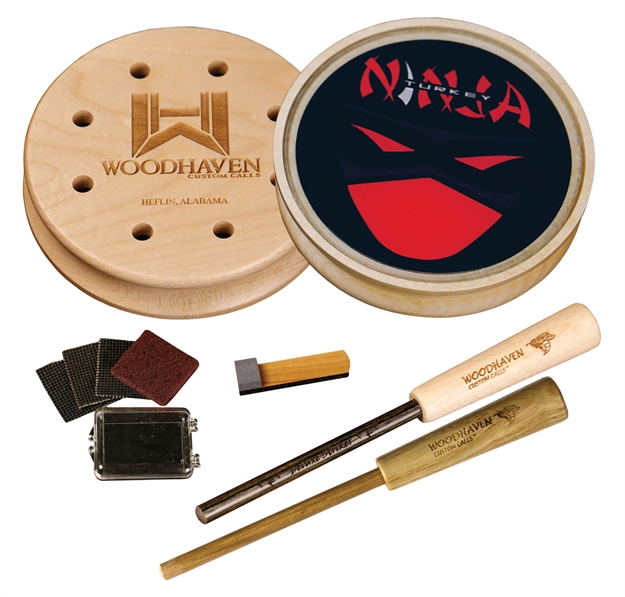 Picture of  Woodhaven Wh310 Red Ninja  Friction Call Turkey Hen Sounds Attracts Turkeys Natural Glass/Wood