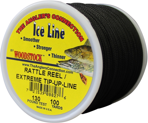 Picture of Woodstock Black Nylon Rattle Reel And Extreme Tip-Up Line  100 Yard  130Lb