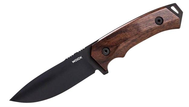 Picture of Woox Buknf00101 Rock 62  4.25" Fixed Plain Black Mil-Spec Sleipner Steel Blade 4.75" Walnut Handle BU.KNF001.01 696550286034