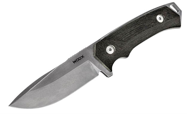 Picture of  Woox Bu.Knf001.05 Rock 62  4.25" Fixed Plain Black Mil-Spec Sleipner Steel Blade 4.75" Black Micarta Handle