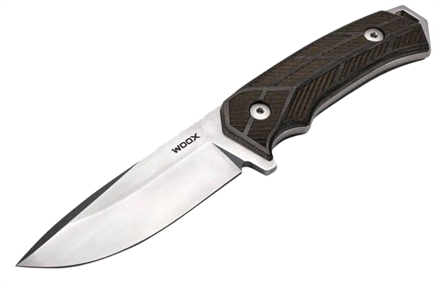Picture of Woox Llc Bu.Knf001.06 Rock 62  4.25" Stonewash Drop Point Plain Engraved Micarta Black Handle Fixed