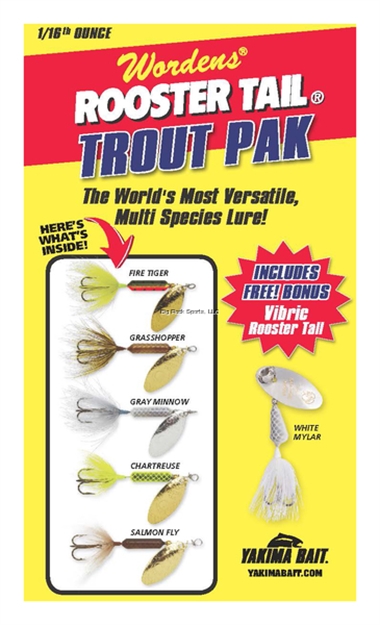 Picture of Wordens Original Rooster Tail Spinner Box Kit, 1/4Oz Big Bass Pack W/ Five Rooster Tails And One Free Vibric
