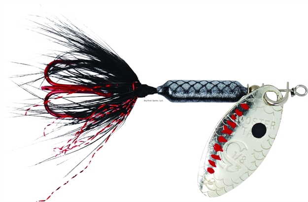 Picture of Wordens Rooster Tail In-Line Spinner, 2", 1/16 Oz, Treble Hook, Black With Red Hook