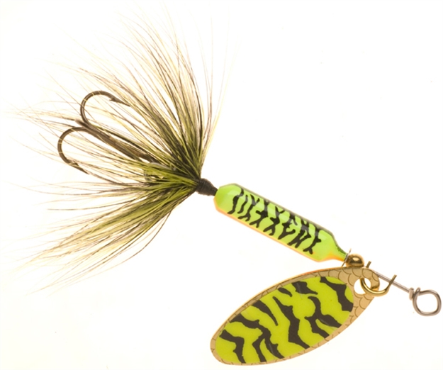 Picture of Wordens Rooster Tail In-Line Spinner, 2", 1/16 Oz, Treble Hook, Chartreuse Black Tiger 206