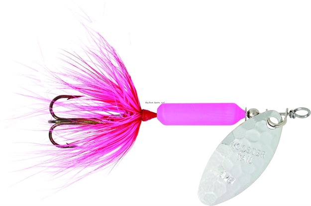 Picture of Wordens Rooster Tail In-Line Spinner, 2", 1/16 Oz, Treble Hook, Hammered Silver Pink Fluorescent