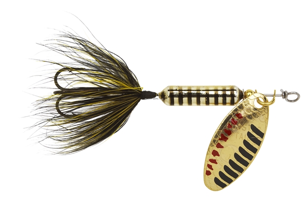 Picture of Wordens Rooster Tail In-Line Spinner, 2", 1/16 Oz, Treble Hook, Metallic Gold Black