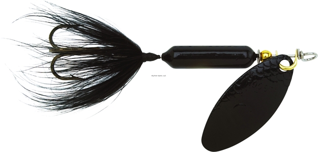 Picture of Wordens Rooster Tail In-Line Spinner, 2", 1/16 Oz, Treble Hook, Midnight With Painted Blade