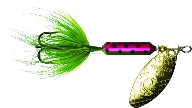 Picture of Wordens Rooster Tail In-Line Spinner, 2", 1/16 Oz, Treble Hook, Rainbow Green