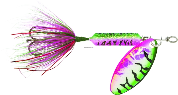 Picture of Wordens Rooster Tail In-Line Spinner, 2", 1/16 Oz, Treble Hook, Tinsel Rainbow Tiger