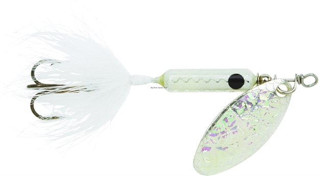 Picture of Wordens Rooster Tail In-Line Spinner, 2 1/2", 1/6 Oz, Treble Hook, Flash White