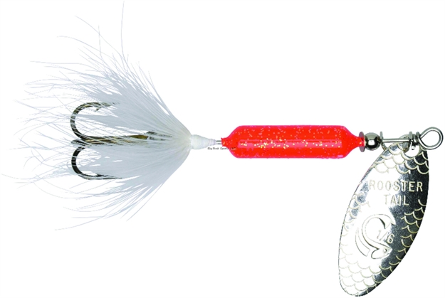 Picture of Wordens Rooster Tail In-Line Spinner, 2 1/2", 1/6 Oz, Treble Hook, Glitter Rocket Red