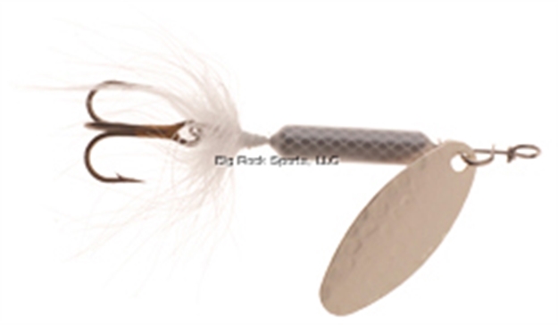 Picture of Wordens Rooster Tail In-Line Spinner, 2 1/2", 1/6 Oz, Treble Hook, Hammered Silver White