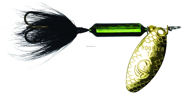 Picture of Wordens Rooster Tail In-Line Spinner, 2 1/2", 1/6 Oz, Treble Hook, Metallic Green Black