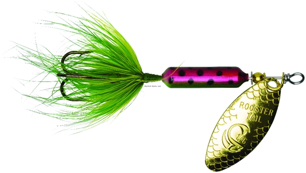 Picture of Wordens Rooster Tail In-Line Spinner, 2 1/2", 1/6 Oz, Treble Hook, Rainbow Green