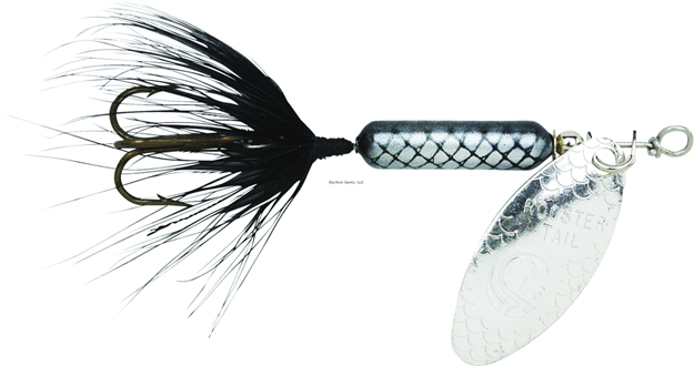 Picture of Wordens Rooster Tail In-Line Spinner, 2 1/4", 1/8 Oz, Treble Hook, Black Silver Blade 208