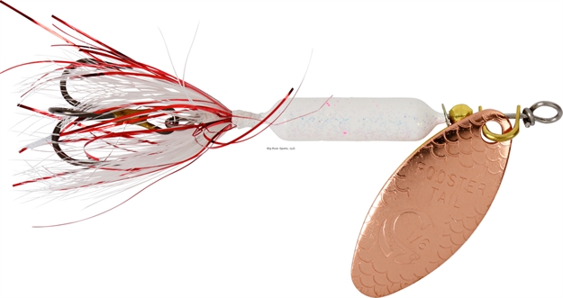 Picture of Wordens Rooster Tail In-Line Spinner, 2 1/4", 1/8 Oz, Treble Hook, Copper Tinsel Glitter White