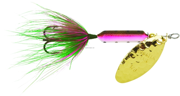 Picture of Wordens Rooster Tail In-Line Spinner, 2 1/4", 1/8 Oz, Treble Hook, Hammered Brass Rainbow