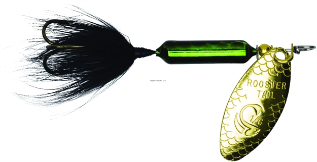 Picture of Wordens Rooster Tail In-Line Spinner, 2 1/4", 1/8 Oz, Treble Hook, Metallic Green Black