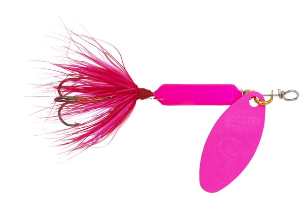 Picture of Wordens Rooster Tail In-Line Spinner, 2 1/4", 1/8 Oz, Treble Hook, Pink Fluorescent With Painted Blade