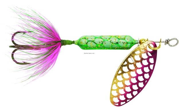Picture of Wordens Rooster Tail In-Line Spinner, 2 1/4", 1/8 Oz, Treble Hook, Strobe Rainbow