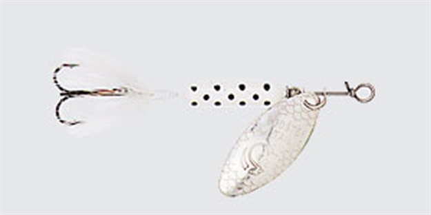 Picture of Wordens Rooster Tail In-Line Spinner, 2 1/4", 1/8 Oz, Treble Hook, White Dalmation 208