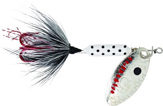 Picture of Wordens Rooster Tail In-Line Spinner, 2 1/4", 1/8 Oz, Treble Hook, White Dot With Red Hook