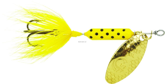 Picture of Wordens Rooster Tail In-Line Spinner, 2 1/4", 1/8 Oz, Treble Hook, Yellow Dalmation