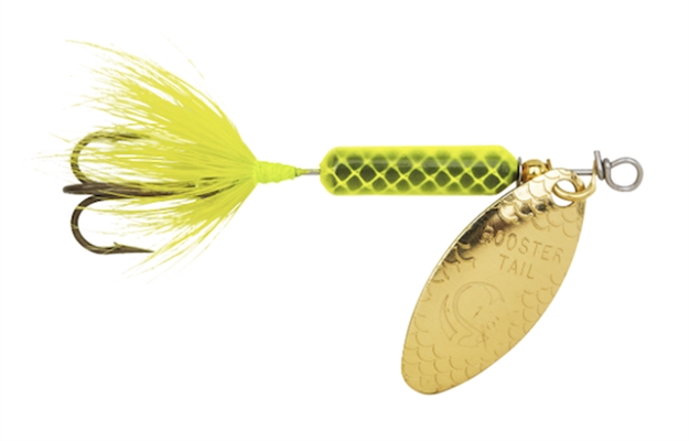 Picture of Wordens Rooster Tail In-Line Spinner, 3", 3/8 Oz, Treble Hook, Chartreuse 214