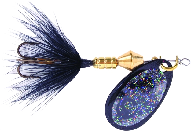 Picture of Wordens Sonic Rooster Tail In-Line Spinner, 1 3/4", 1/16 Oz, Glitter Black