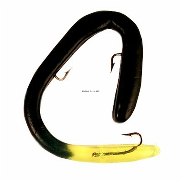 Picture of Worm Factory Magnum Weedless Rigged Worm, 8", Black/Fluorescent Chartreuse Tail, Floating