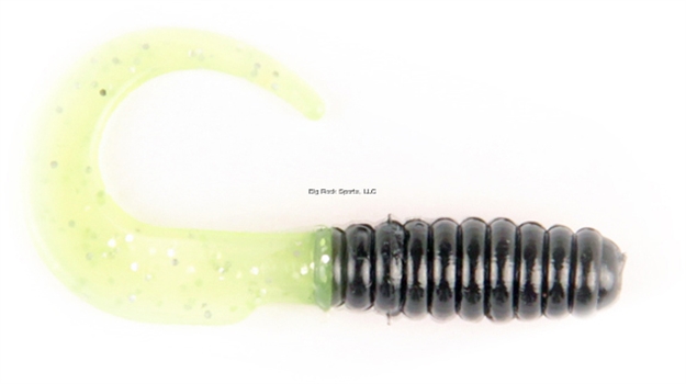 Picture of X Zone Lures 2" Swirl Tail Grub, 504, Black W/Chartreuse Shine Tail (18/Pack)