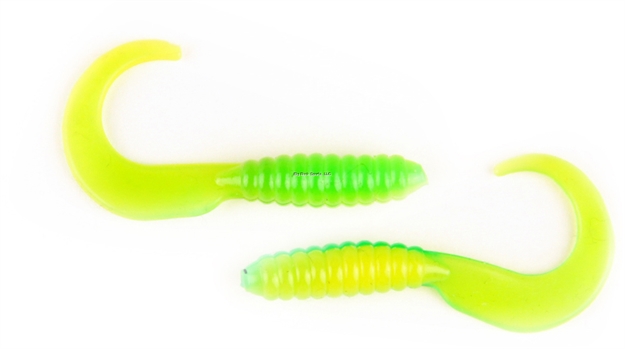 Picture of X Zone Lures 2" Swirl Tail Grub, 713, Green/Yellow (18/Pack)