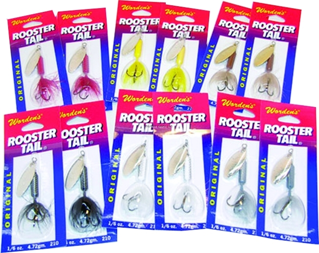 Picture of Wordens Rooster Tail In-Line Spinner, 3", 3/8 Oz, Treble Hook, Assorted