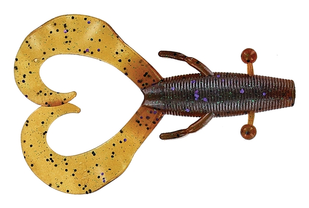 Picture of Yamamoto Cowboy Creature Bait, 4", 7Pk, Dark Green Pumpkin/Amber Laminate