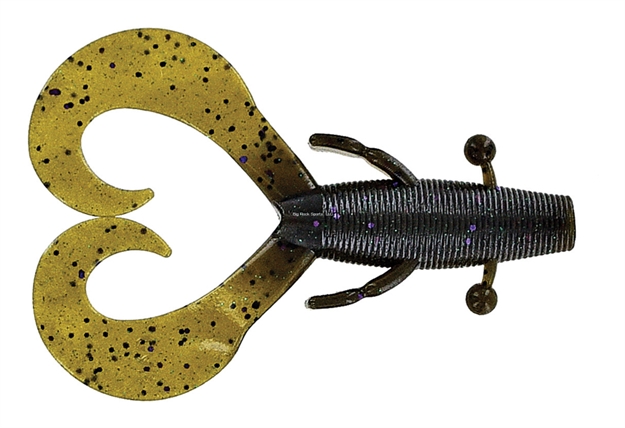 Picture of Yamamoto Cowboy Creature Bait, 4", 7Pk, Dark Pumpkin W/Purple Black Emerald Flake