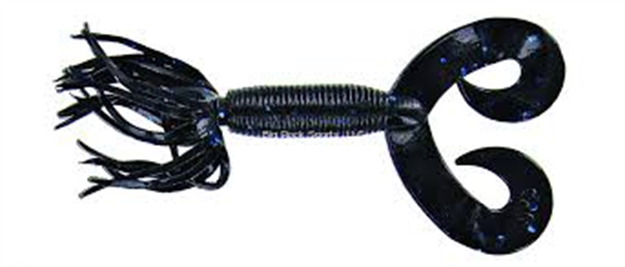 Picture of Yamamoto Double Tail Hula Grub, 4", 10Pk, Black With Large Blue