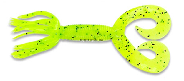Picture of Yamamoto Double Tail Hula Grub, 4", 10Pk, Chartreuse With Large Black
