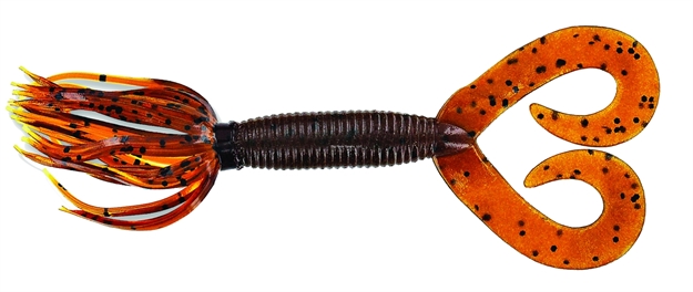 Picture of Yamamoto Double Tail Hula Grub, 4", 10Pk, Dark Pumpkin With Large Black