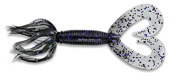 Picture of Yamamoto Double Tail Hula Grub, 4", 10Pk, Smoke With Large Black & Purple