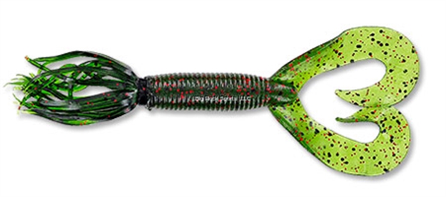 Picture of Yamamoto Double Tail Hula Grub, 4", 10Pk, Watermelon With Large Black & Small Red