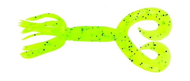 Picture of Yamamoto Double Tail Hula Grub, 5", 10Pk, Chartreuse With Large Black