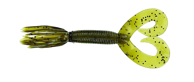 Picture of Yamamoto Double Tail Hula Grub, 5", 10Pk, Green Pumpkin With Large Black