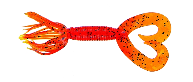 Picture of Yamamoto Double Tail Hula Grub, 5", 10Pk, Pumpkin (Orange) With Large Black