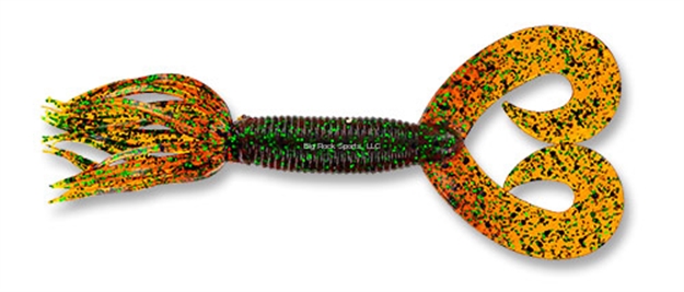 Picture of Yamamoto Double Tail Hula Grub, 5", 10Pk, Root Beer With Black & Double Small Green
