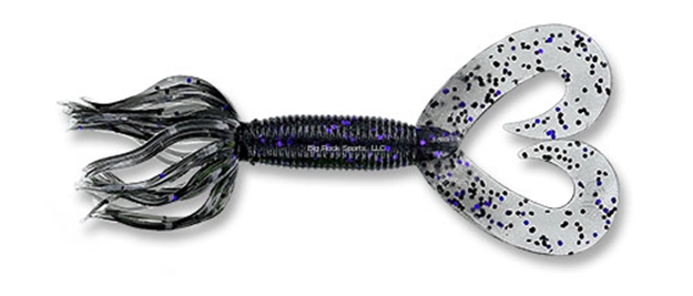 Picture of Yamamoto Double Tail Hula Grub, 5", 10Pk, Smoke With Large Black & Purple